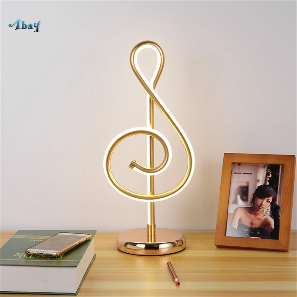 Nordic Art Deco Music Notes Acrylic Table Lamps for Living Room Bedroom Home Decor Bedside Lamp Modern Design Lights Fixture Led