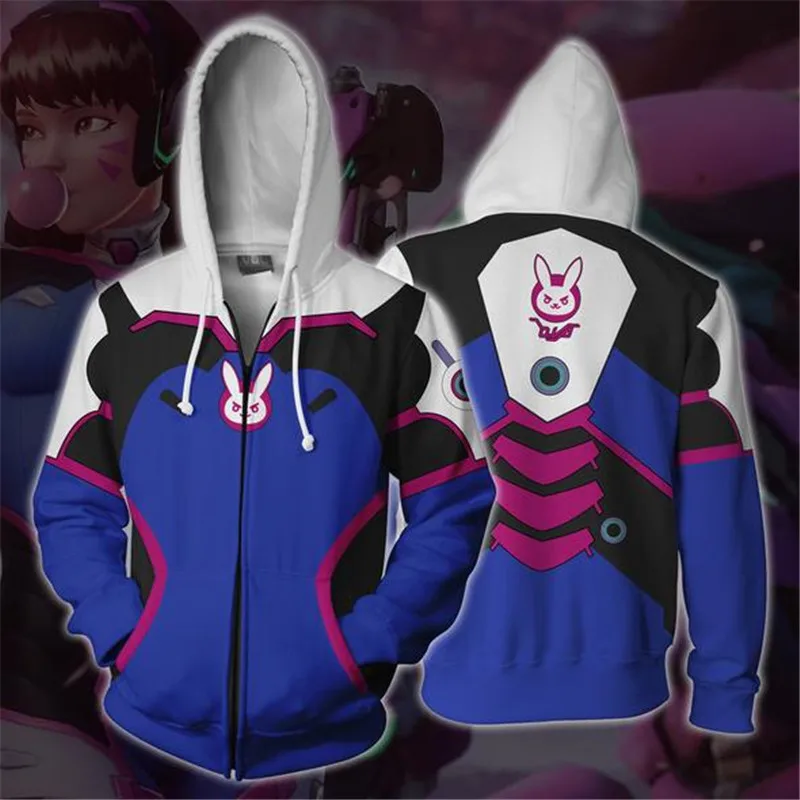 

New Overwatches Hooded Sweatshirts Genji DV.a Mercy Full Zip Thin Hoodies Cool Pullover Coat Jacket Cosplay Halloween Costume