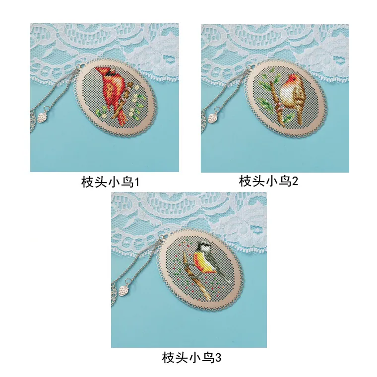 Birds DIY Craft Stich Cross Stitch Bookmark Metal Silver Golden Needlework Embroidery Crafts Counted Cross-Stitching Kit