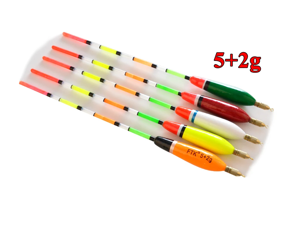 FTK 5 Stück/Set Schwimmer 3+2g 4+2g 5+2g 6+2g Gemischte Farben Barguzinsky-Fichten-Schwimmer Vertikale Schwimmer für Karpfenangeln Angelzubehör – Detail 5