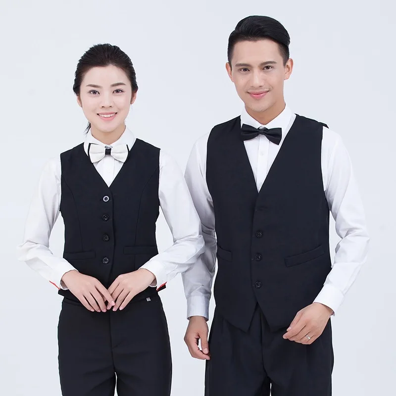 Hotel Waitress Vest Uniform Women KTV Bar Billiard Overalls Restaurant Uniforms Catering Dining Waiter Horse Clip Workwear H2391