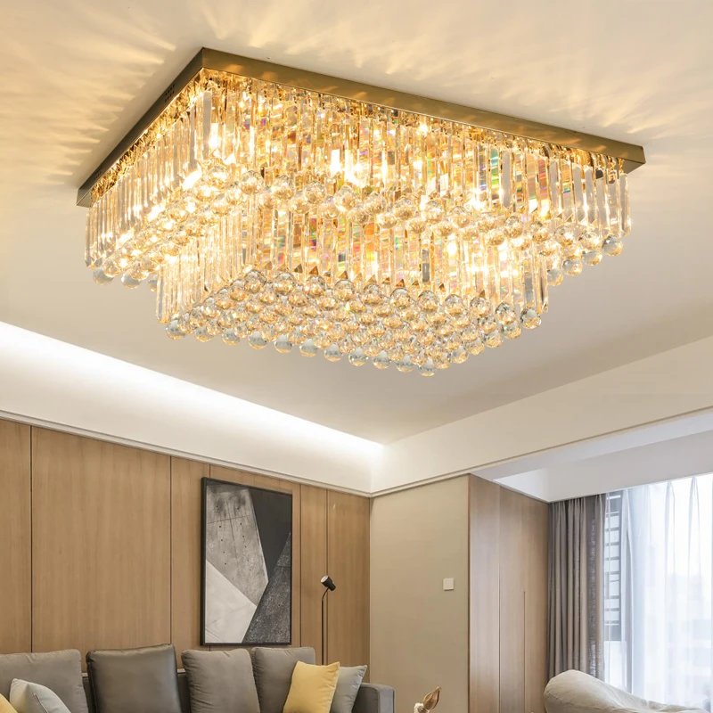 

Luxury Crystal Modern LED Ceiling Light Fixtures Stainless Steel Ceiling Lamps For Living Room Lustre Home Lighting Avize