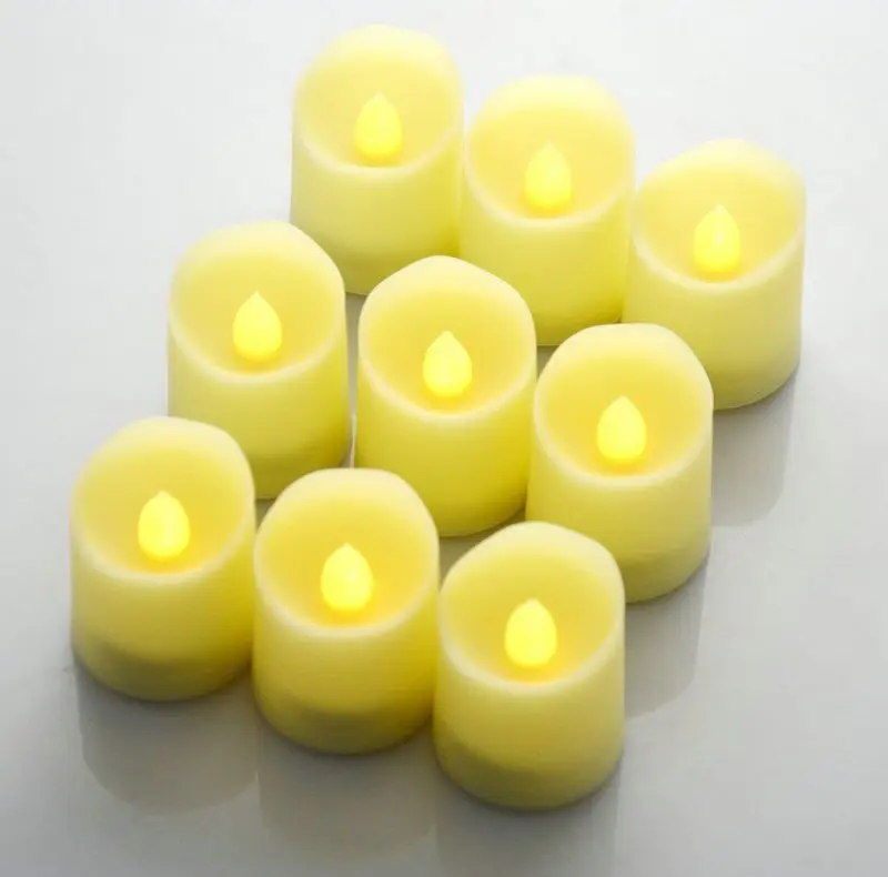 Set of 9 Wavy Edge Flameless LED Candle Remote Controlled battery operate Flickering votive tealight Christmas Wedding-Warm whit