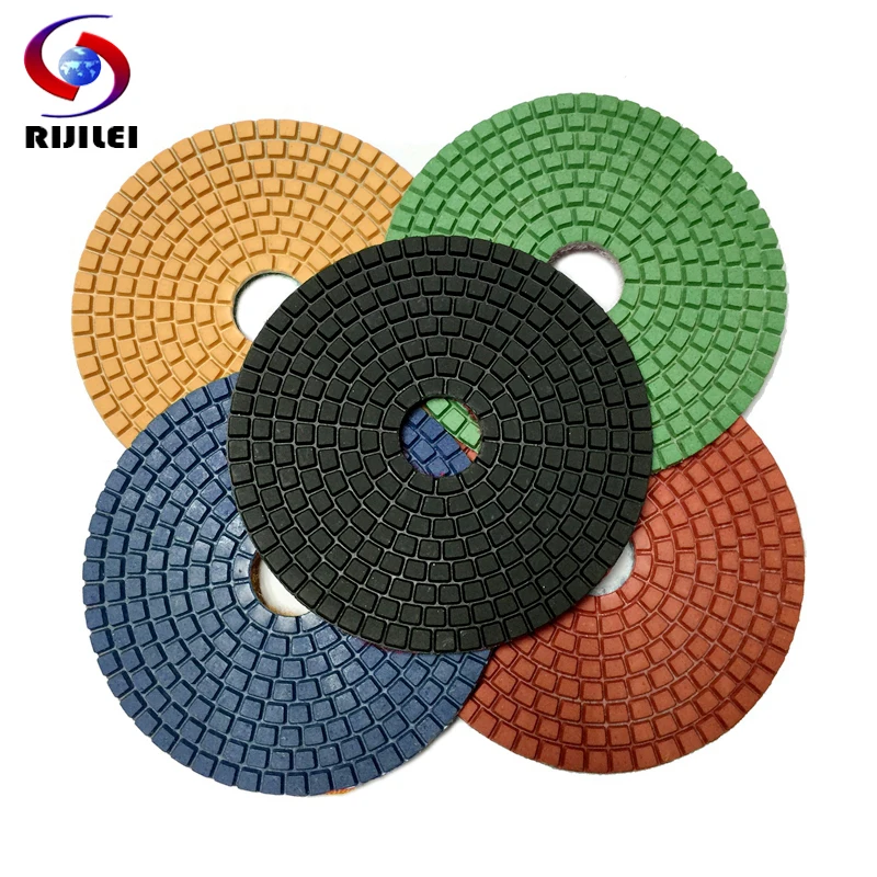 RIJILEI 7 sztuk/partia 125mm Pad do polerowania na mokro do granitu, marmuru, betonu, podłóg, 5-calowe pady do polerowania kamienia, tarcza szlifierska 5DS1