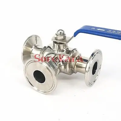 

1-1/4" 32mm 304 Stainless Steel 1.5" Tri Clamp Sanitary 3 Way L port Ball Valve Ferrule Type For Homebrew Diary Product