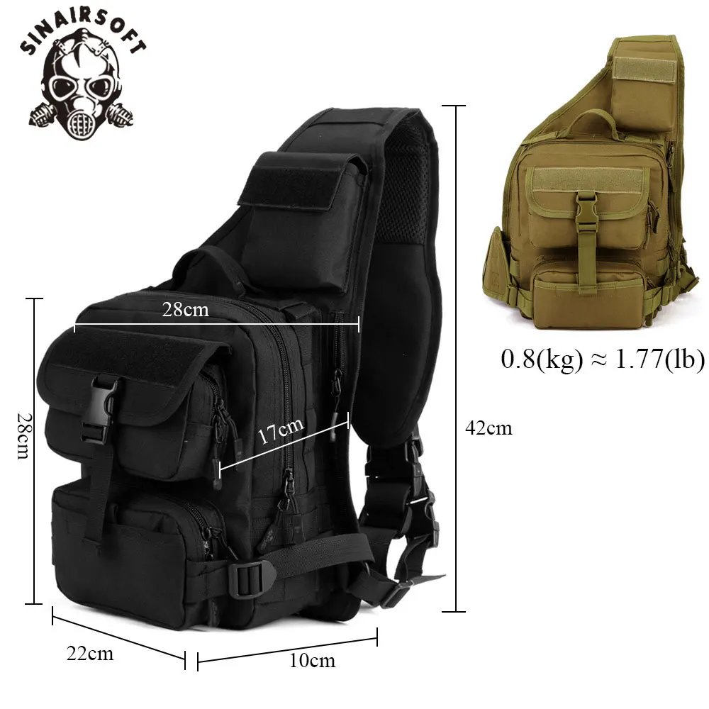 SINAIRSOFT Outdoor Sport Climbing 800D Nylon Tactical Backpack Single Shoulder Sling Chest Camping Airsoft Hunting Bags LY0040