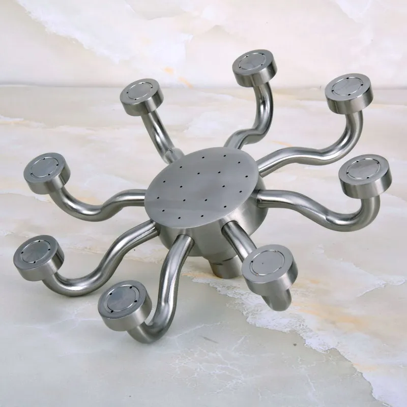 Pomme de douche à huit griffes en laiton Nickel brossé, 8 pouces (1/2 pouces), accessoire de salle de bain (Standard) ash214