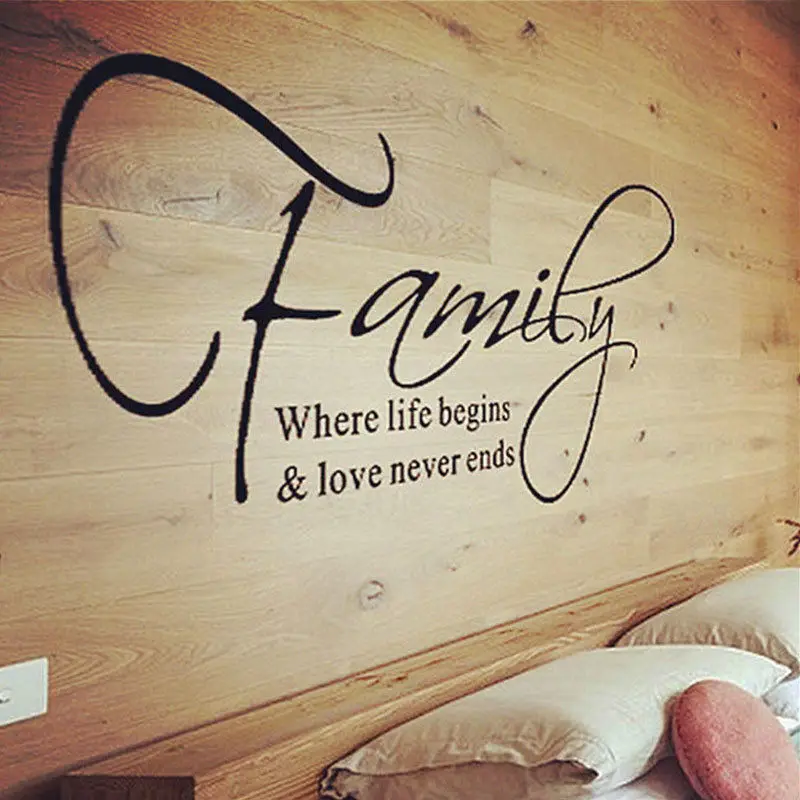 30x57cm Decorative Adesivo De Parede Removable Vinyl Wall Sticker Family Where Life Begins And Loveneverends Quote Wall Decal