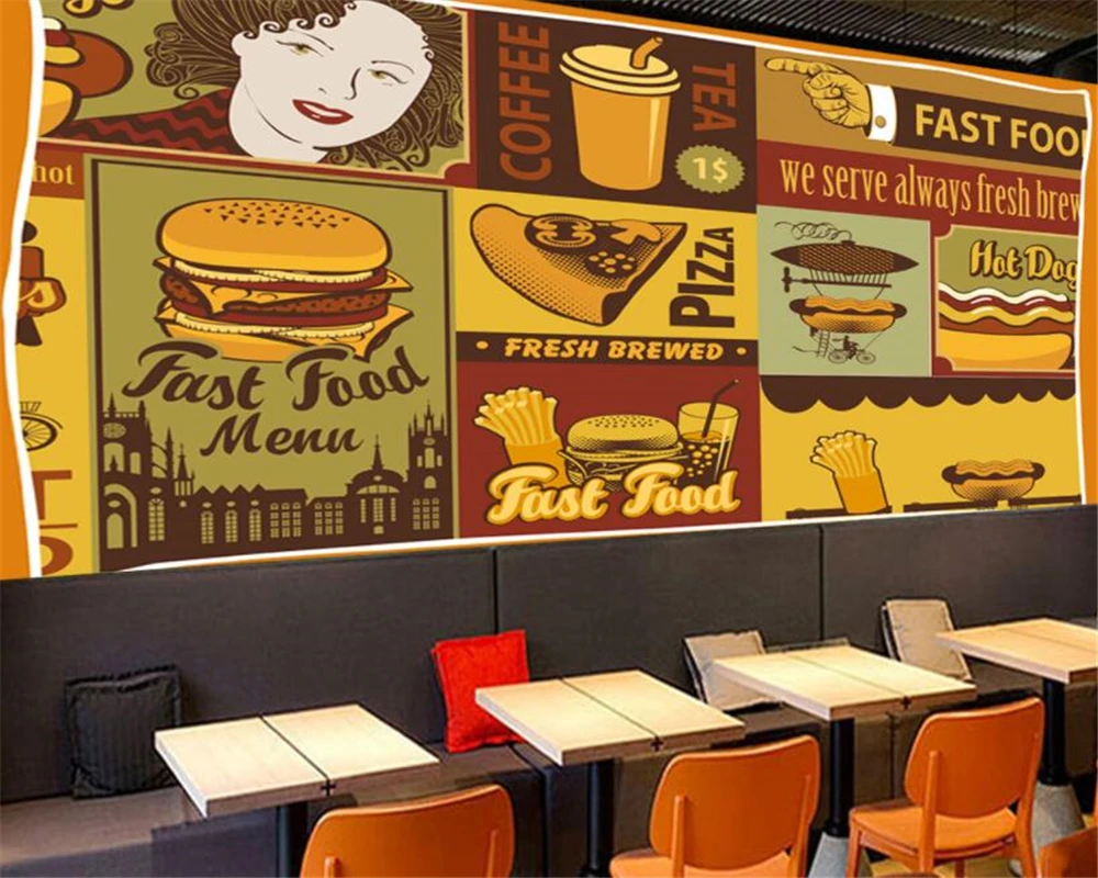 

beibehang Custom wallpaper mural European pizza shop color graffiti Sofa indoor background wall wallpaper for walls 3 d behang