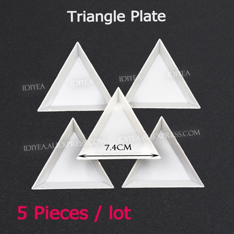 Trangle cup Round plate crystals tray to take carry accessories stones beads rhinestones strass glitters into DIY box for Nail