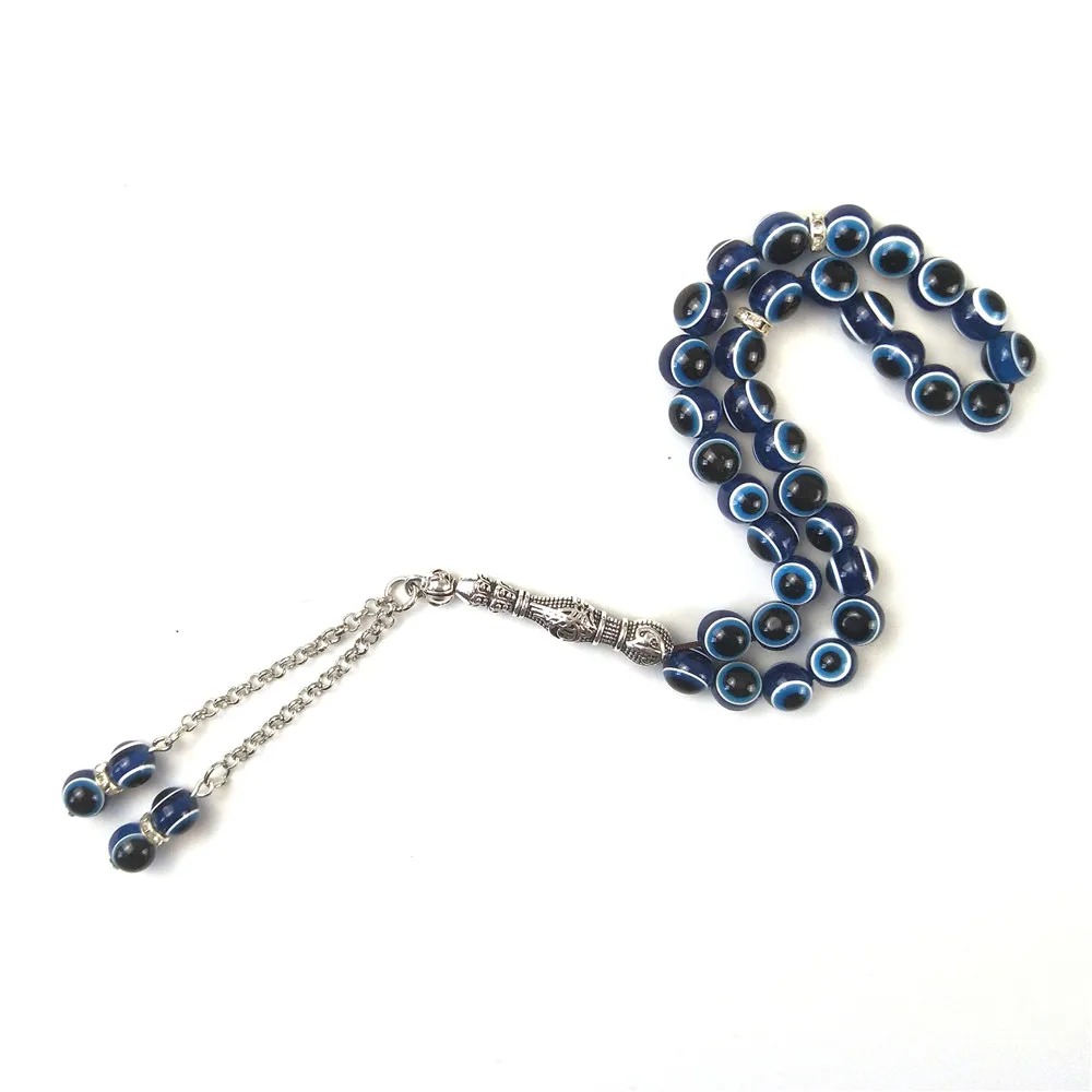 New Evil Eye Blue Plastic Prayer Beads, Worry Beads (33 Beads) Sibha - Tesbih - Tasbih - Misbaha - Dhikr Beads