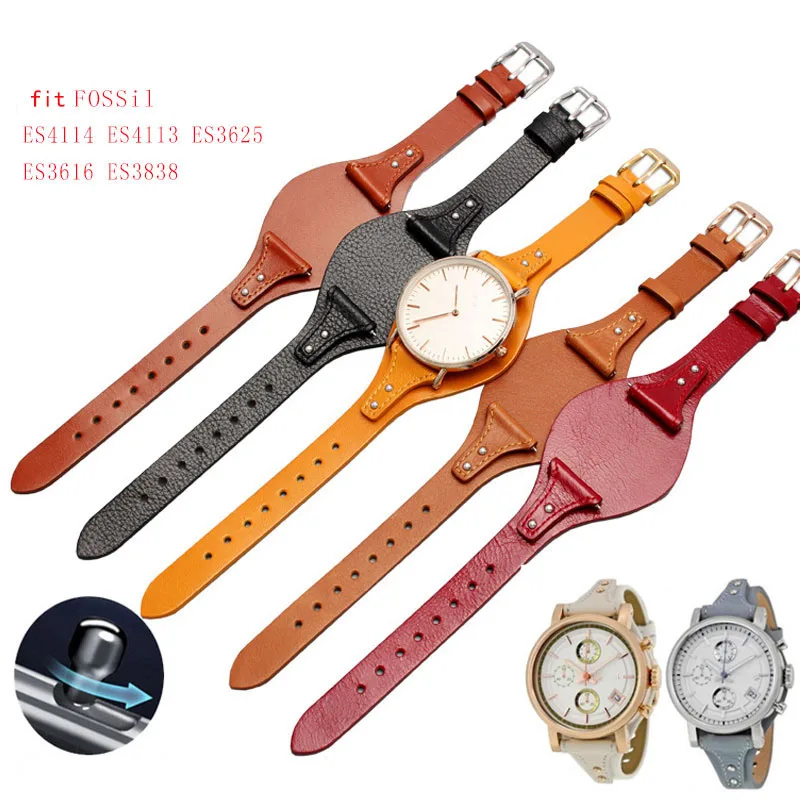 Quick Release Genuine Leather Watch Strap For Fossil Es4114 Es4113 Es3625/3616 Es3838 Women 18mm Watchband Accessories Bracelet