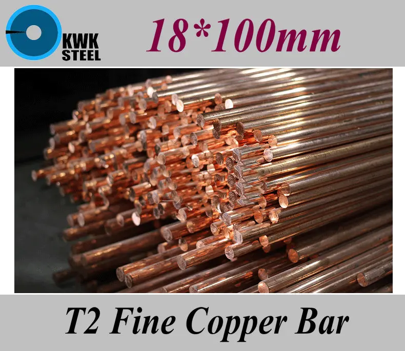 18*100mm T2 Fine Copper Bar Pure Round Copper Bars DIY Material Free Shipping