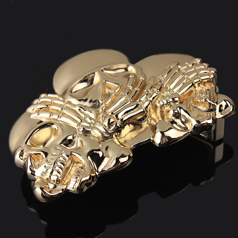 Fashion skull belt buckle metal zinc alloy men's casual buckle gold and silver men's retail buckle belt accessories