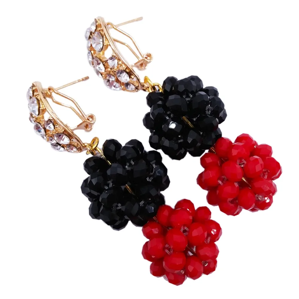 Pretty Opaque Red and Black African Beads Jewelry Set Crystal Necklace Jewelry Sets 8JBK01