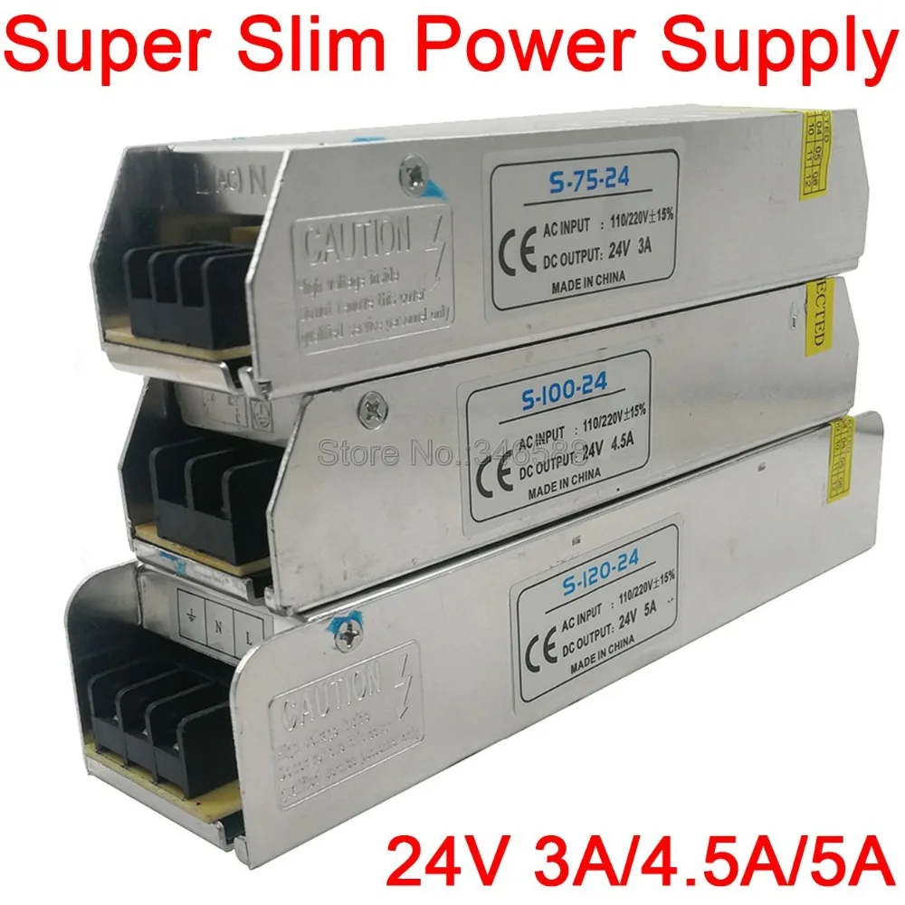 AC110V 220 V a DC24V AC-DC Tensione Costante Interruttore di Alimentazione del Driver Sottile Dimensione della Striscia 24 V 3A 75 W 4.5A 100 W 5A