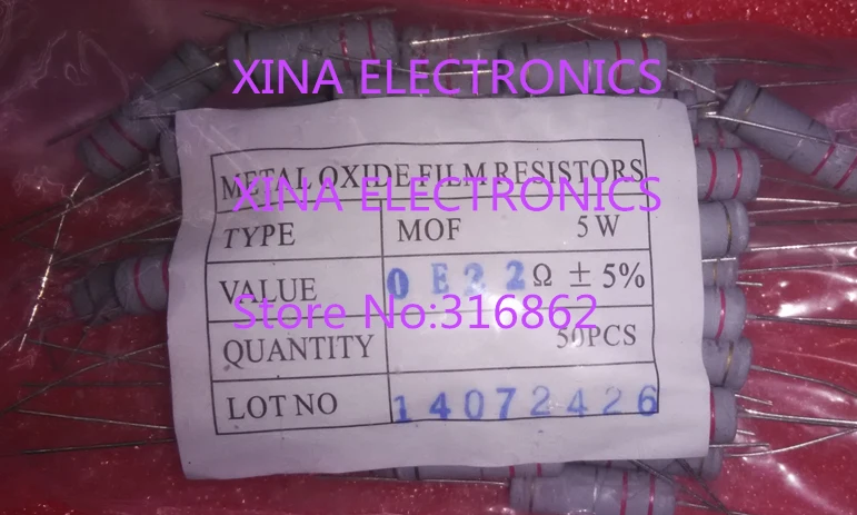 5W 0.22R 5W0.22R 5W0.22OHM 5W 0.22OHM 5W 0E22 Carbon Film Resistor 5% 50pcs/LOT Free shipping