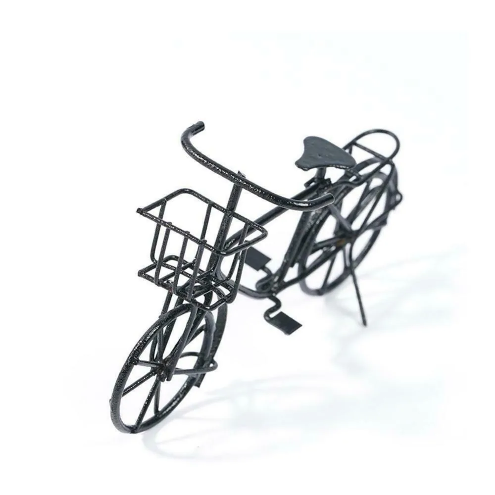 1/12 Dollhouse Miniatures Mini Black Metal Bicycle Bike Old Style Model For Doll House Garden Courtryard Decor HE002B