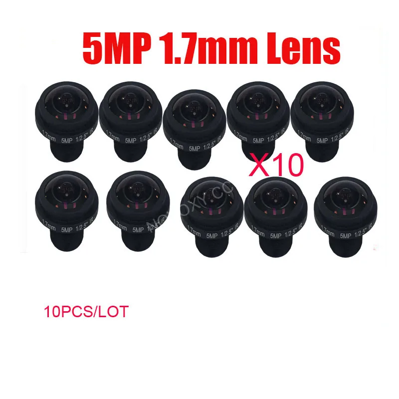 

DIY 10PCS/Lot 5Megapixel HD 1.7mm 185 Degrees Fish Eye Wide Angle View Board Lens 5MP 1/2.5" M12 CCTV / IP Camera Free Shipping