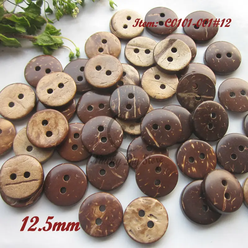 100pcs 10mm / 11mm / 12mm 2 holes Natural Coconut Buttons for Sewing Craft Scrapbooking Decorative Accessories Sewing Materials