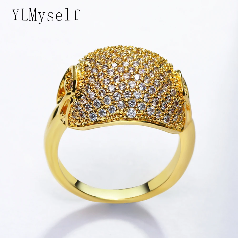 Limiated quantity big sales ring Gold color pave crystal aneis anillos recomend stock clearance female rings