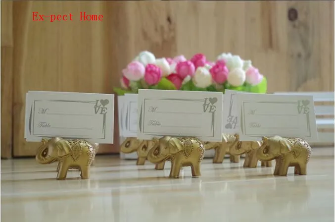 200pcs Lucky Gold Elephant Place Card Holders/Table Name Holder Wedding Centerpiece Golden Themed Party Favors