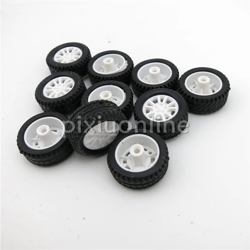 10pcs J253 Mini 20mm Model Vehicle Wheel Hollow out Rubber Plastic Wheel DIY Model Car Making