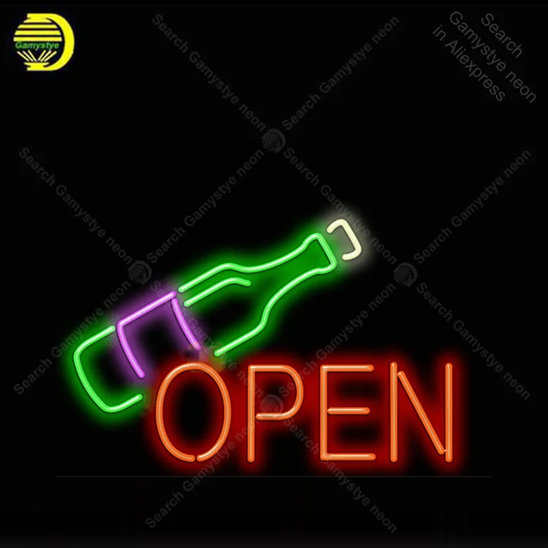 Wine Bottle Open Neon Bulbs Sign Real Glass Tube Handcraft light Sign Recreation Hotel Iconic Sign Neon Lights Glass Neon Lights