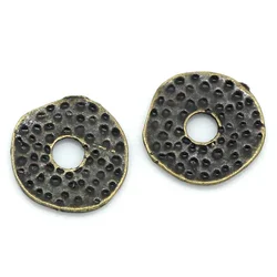 100 PCs Doreen Box Spacer Beads Round Antique Bronze Color Dot Carved For DIY Jewelry Making Accessories 11.5x11mm, Hole:2.8mm