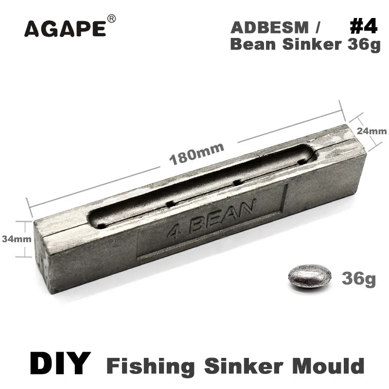 Imagem -05 - Ágape Moldes para Chumbadas de Pesca Forma de Molde de Fundição Faça Você Mesmo Adbesm Feijão 36g Cavidades