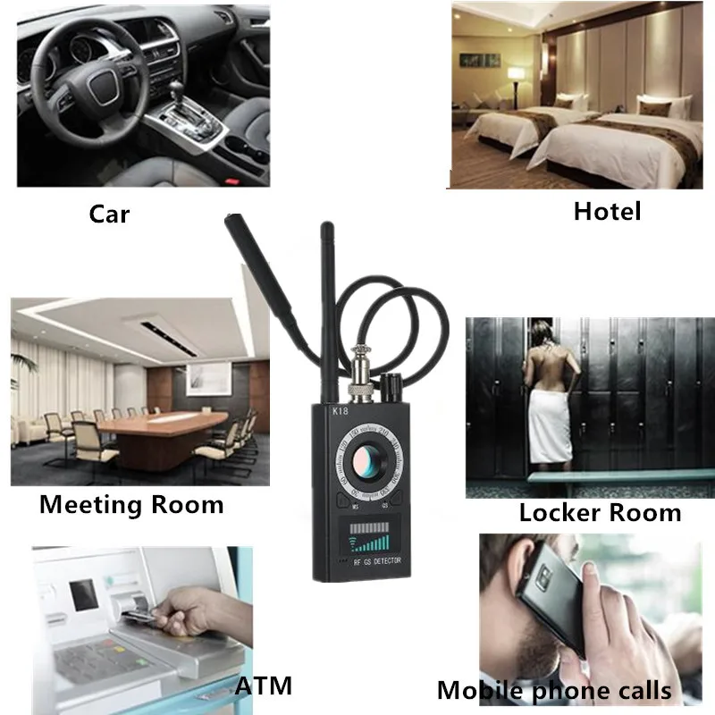 K18 Multi-function Anti-spy Detector Camera GSM Audio Bug Finder GPS Signal Lens RF Tracker Detect Wireless Products EU/US Plug