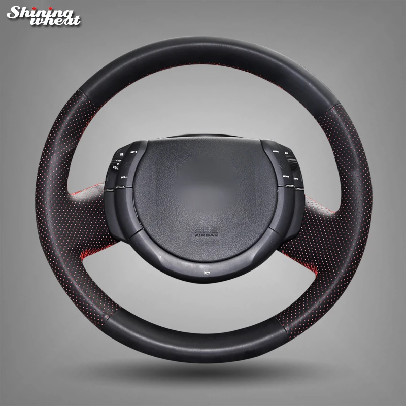 Shining wheat Black Genuine Leather Hand-stitched  Steering Wheel Cover for Citroen Triumph Old C4 C-quatre