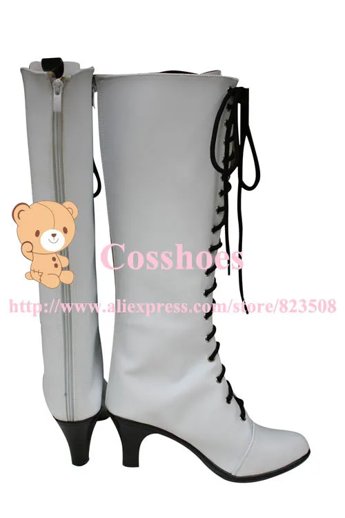 Custom made white Angela shoes boots from black butler Kuroshitsuji Cosplay