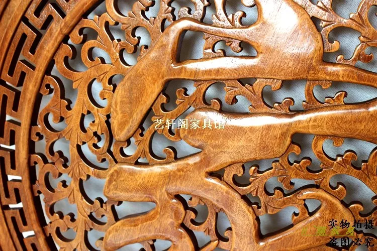 Dongyang woodcarving doors and Windows partition wall hanging Chinese antique porch camphor wood round pendant 80cm special offe