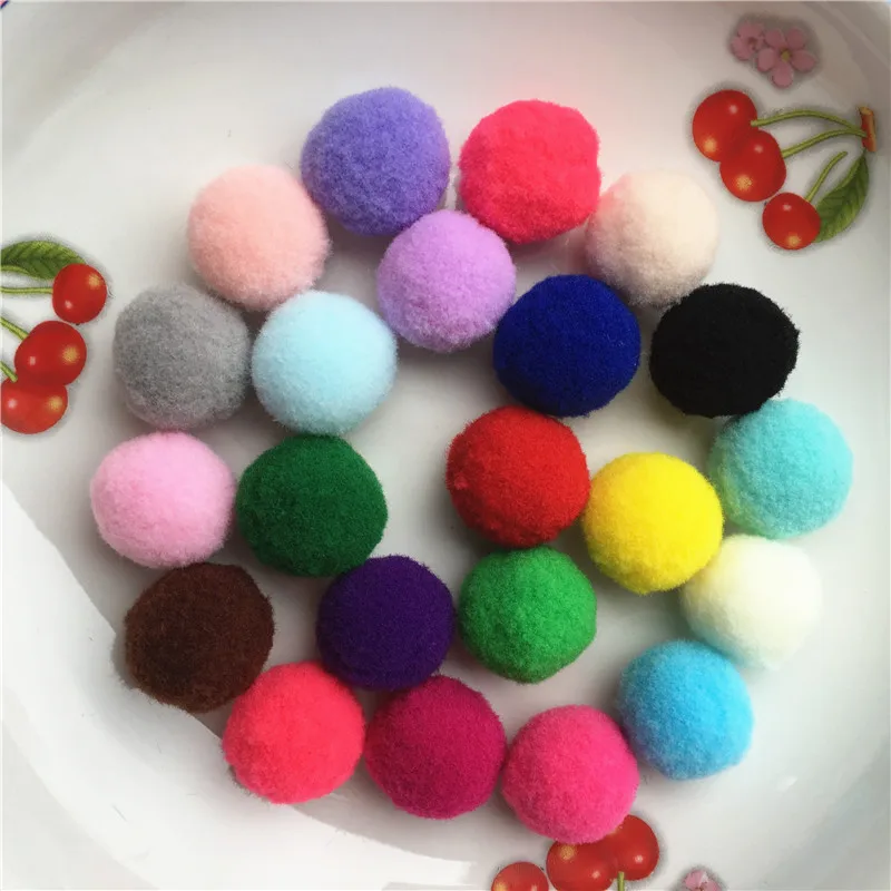 20g(36pcs) 25mm Multi Color Pompom Fur Craft DIY Soft Pom Poms For Children Toys Cellphone Wedding Decoration Accessories