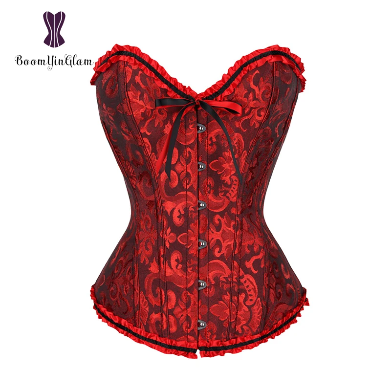 

Plus Size Body Shapewear Costumes Women lingerie Sexy Pleated Trim Corset Lace Up Corsets And Bustiers With G String 810#