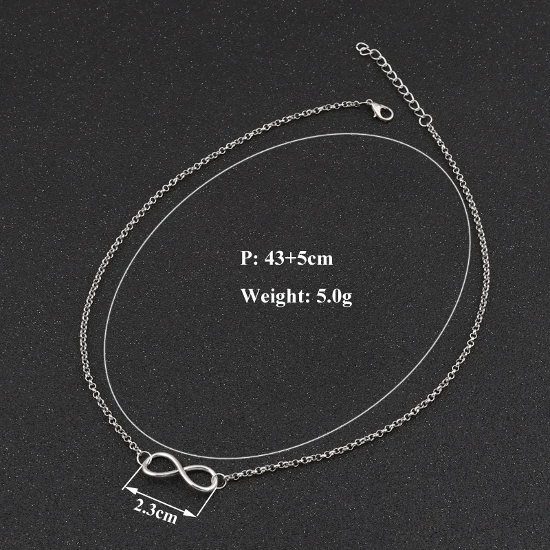 Aihua Neue Mode Silber Farbe Unendlichkeit Halsketten & Anhänger für Frauen Halsband Party Schmuck Geschenke Bijuter Kragen – Detail 2