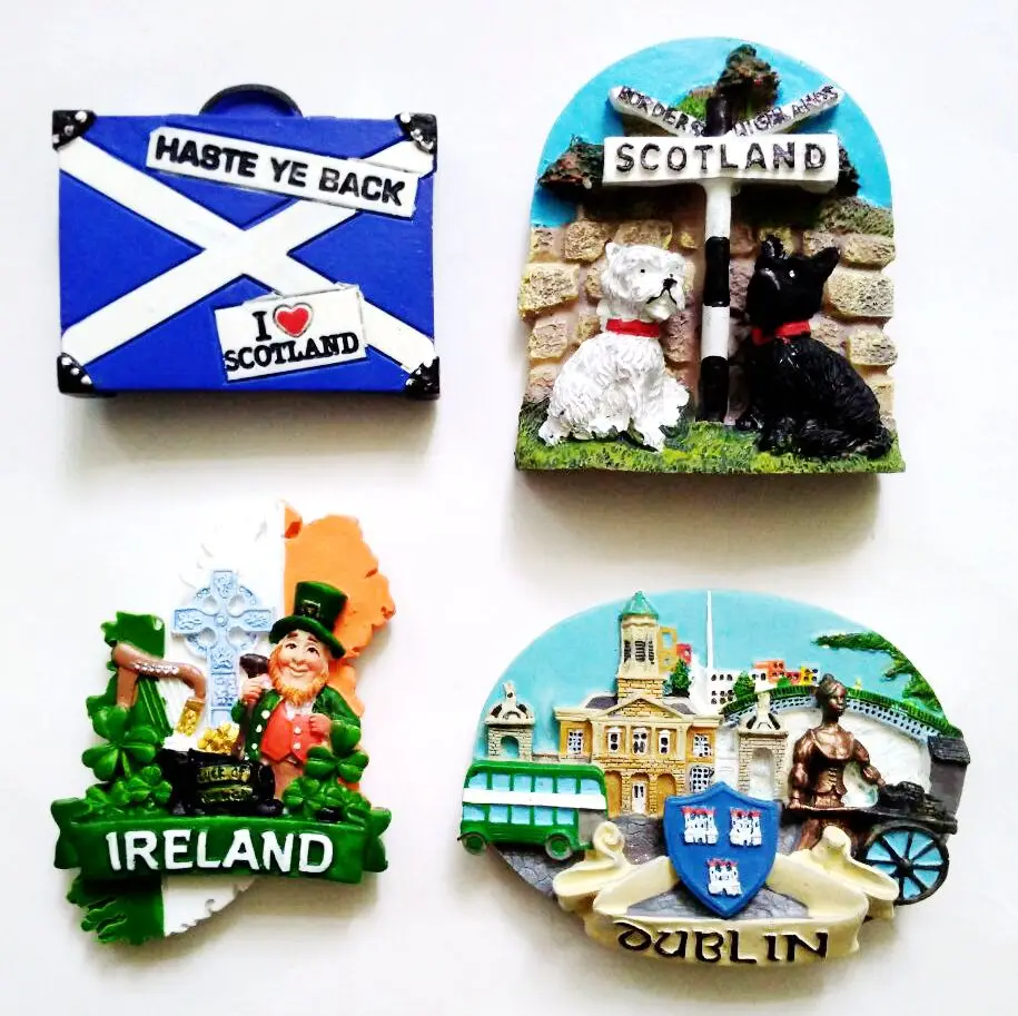 United Kingdom Dublin Ireland Scotland 3D Fridge Magnets Tourism Souvenirs Refrigerator Magnetic Stickers Home Decortion