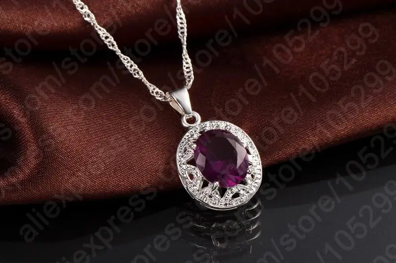 Crystal Pendant Necklace Earrings Ring Cubic Zircon Trendy Party 925 Sterling Silver Jewelry Sets Women New Design