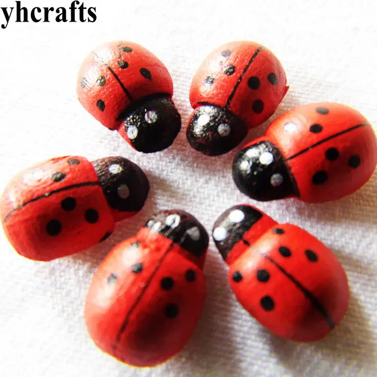 1000PCS/LOT,Mini red ladybug wood stickers Scrapbooking kit Early learning educational toys Kindergarten crafts.Children toys