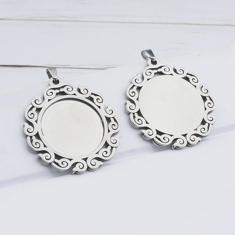 6pcs Fit 25mm Stainless Steel Cabochon Base Diy Blank Cameo Pendant Bezel Settings Diy Jewelry Necklace Trays