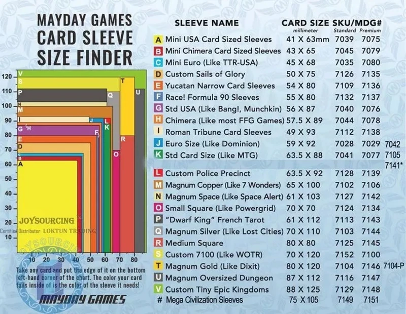 50 Sleeves MAYDAY Board Games Cards MDG 7077 for 63.5*88mm Premium thicker Sleeve Protective clear card sleeves