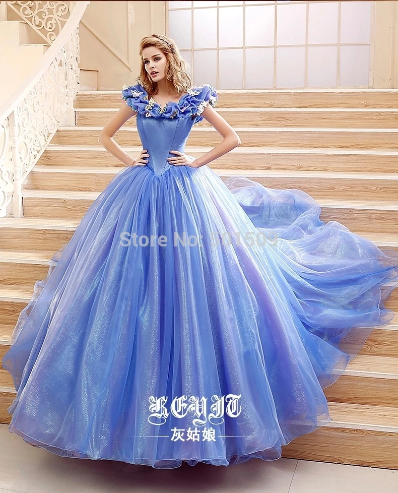 

100% real ladies new style light blue/white butterfly medieval dress court ball gown princess fairy dress/victorian dress