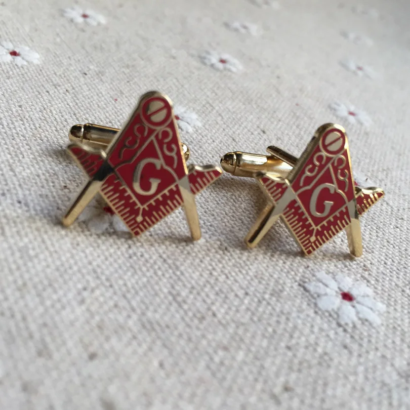1 Pair Masonic Black White Checkered Rug Floor Paster Master Cufflink for the Freemason Cuff Links Masons Keystone Tools