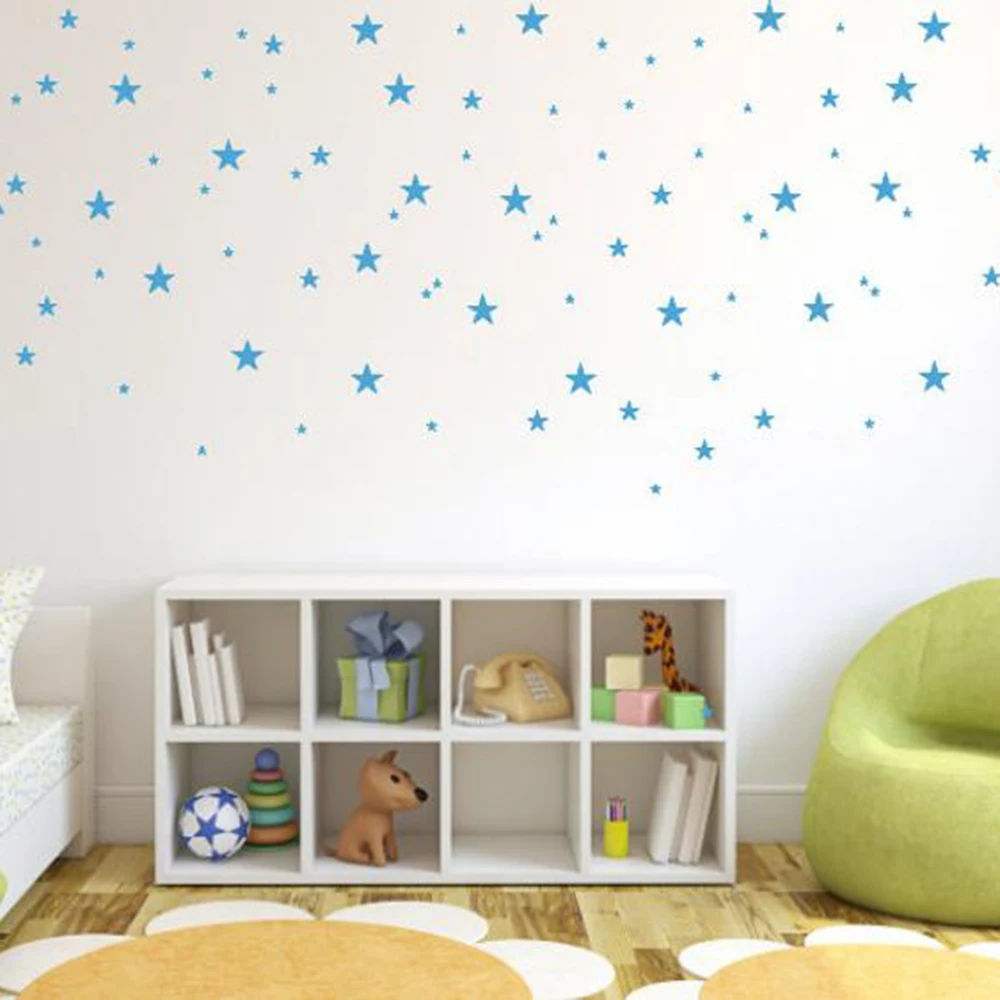 50Pcs  Mutiple Size Cartoon Star Wall Sticker Nursery Kids Room Gold Star Wall Decal Playroom Classroom Dorm Vinyl Decor