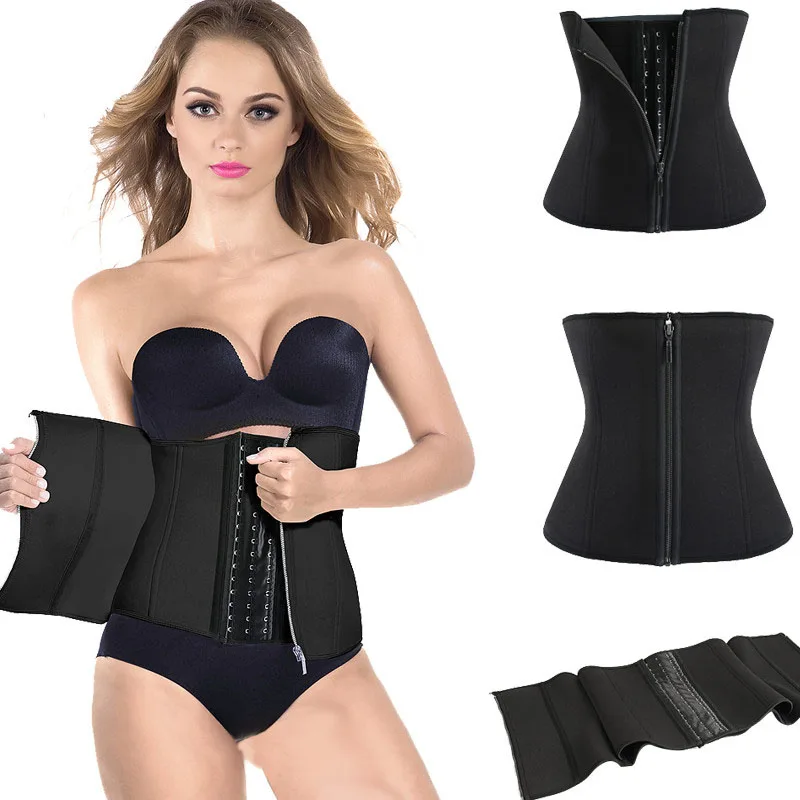 Waist Trainer Corset Slimming Belt Modeling Strap Neoprene Waist Cincher Belly Body Shaper Women Latex Corset 9 Steel bones