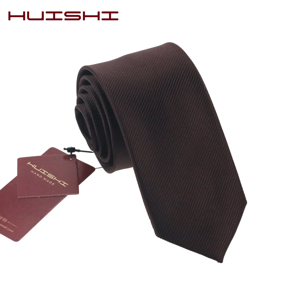 HUISHI-Corbata a cuadros y rayas para hombre, corbata marrón de 8cm y 6cm, traje de negocios, boda, fiesta, regalo