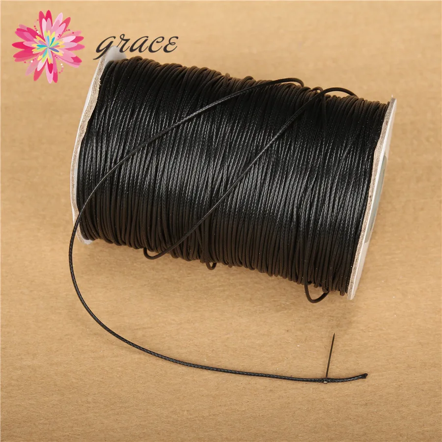 

10m/lot 1mm Black Waxed Cotton Imitation Leather Cord Nylon Thread String Braided Rope For Necklace Jewelry Bracelets Making Diy