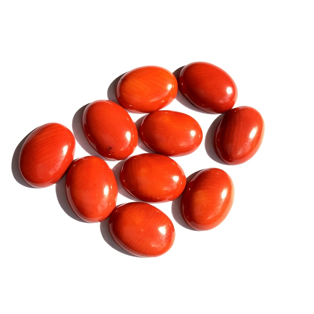 Wholesale Natural Orange Red Coral Bead Cabochon Jewelry Ring Face 3pcs/lot 12x16mm Oval Gem stone Beads Cabochons