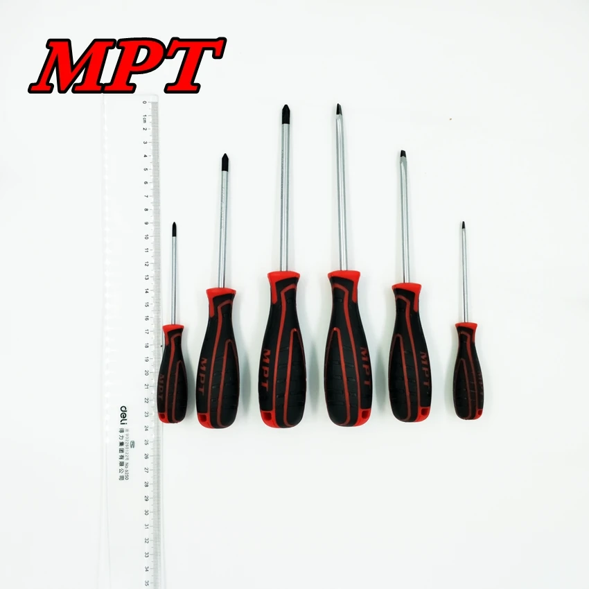 MPT 6 PCS CRV  Screwdrivers Set Magnetic Phillips Slotted Plastic Handle Repair Tools